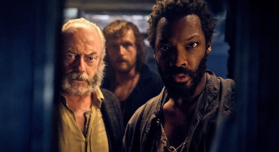 THE LAST VOYAGE OF THE DEMETER, from left: Liam Cunningham, Chris Walley, Corey Hawkins, 2023. ph: Rainer Bajo / © Universal Pictures / Courtesy Everett Collection