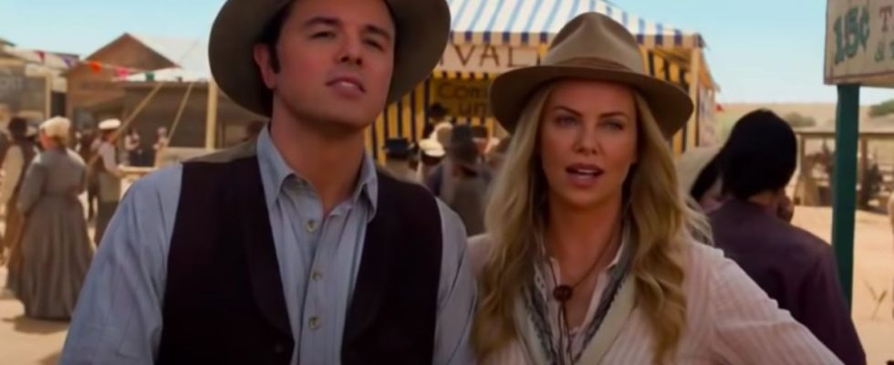 Seth MacFarlane and Charlize Theron in A Million Ways to Die in the West