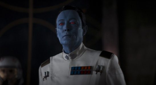 Lars Mikkelsen as Grand Admiral Thrawn in Star Wars: Ahsoka, only on Disney Plus.