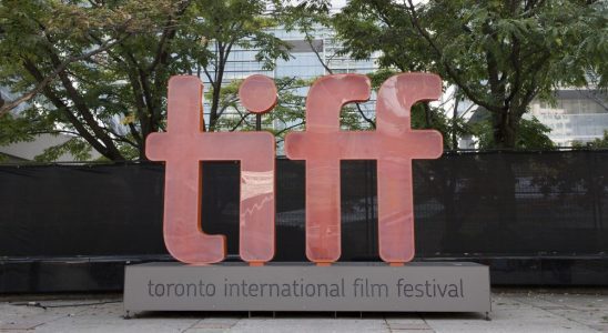 A picture taken on September 12, 2017 shows the Tiff logo during the 2017 Toronto International Film Festival, in Toronto, Ontario. (Photo by VALERIE MACON / AFP) (Photo by VALERIE MACON/AFP via Getty Images)