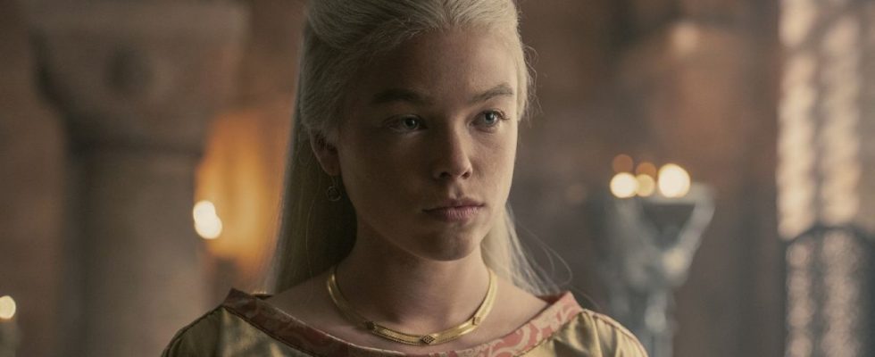 An image from HBO press site of Milly Alcock as young Rhaenyra Targaryen in House of the Dragon.