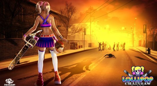 Juliet Starling looking out at a crowd of zombies in Lollipop Chainsaw RePOP.