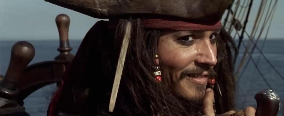 Johnny Depp as Jack Sparrow in Pirates of the Caribbean Curse of the Black Pearl
