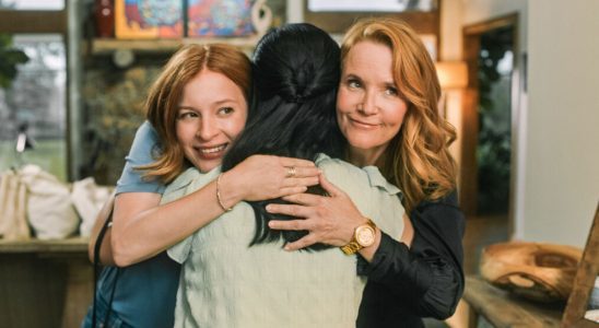 Stacey Farber, Darby Spencer, and Lea Thompson hugging in