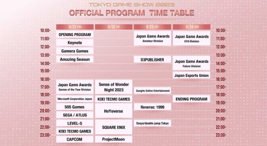 Le calendrier officiel du programme de diffusion en direct du TGS 2023 annoncé