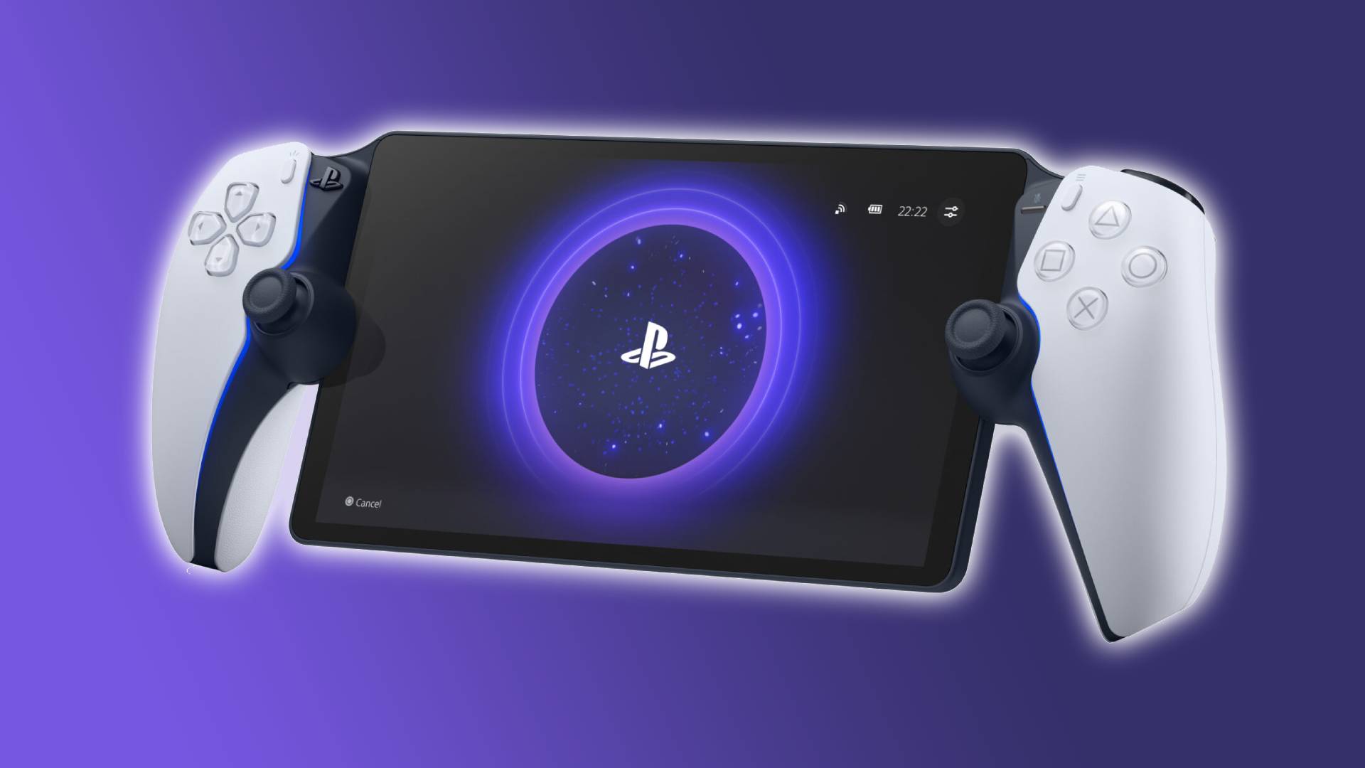 Ordinateur de poche PlayStation Portal avec fond violet