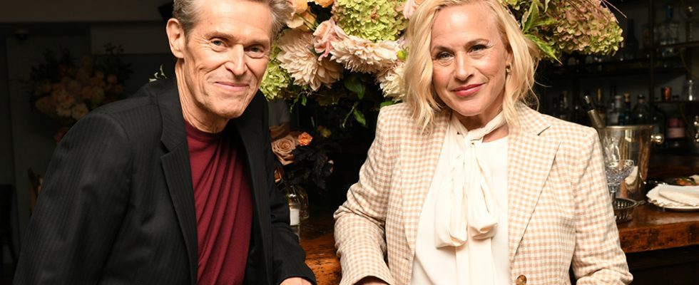 Willem Dafoe and Patricia Arquette at the Variety and Chanel Female Filmmakers Dinner held at Soho House Toronto on September 9, 2023 in Toronto, Canada. (Photo by Michelle Quance/Variety via Getty Images)