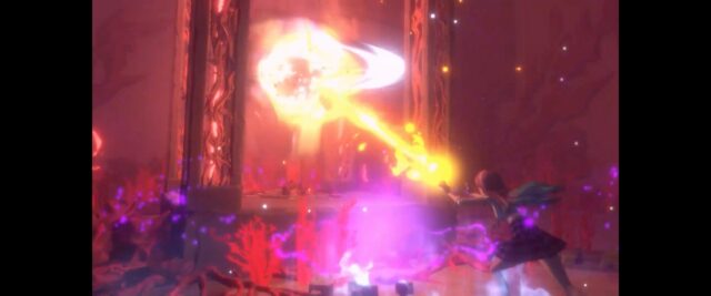 Yuna utilise ses pouvoirs de feu pour essayer d'utiliser un artefact.