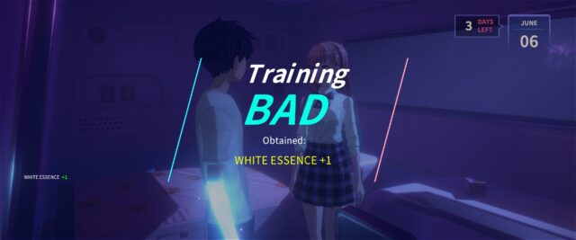 La capture d'écran montre que le joueur n'a pas réussi à s'entraîner à respirer avec Yuna et a obtenu une seule essence blanche.
