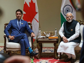 Justin Trudeau avec le premier ministre indien Narendra Modi.