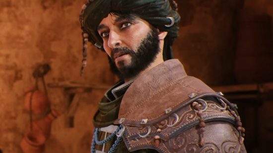  Ali Ibn Mohammed, le chef rebelle historique, s'adresse à Basim en toute confiance, exprimé par Aladeen Tawfeek dans la liste des acteurs de la voix d'Assassin's Creed.