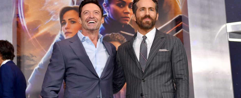 Hugh Jackman and Ryan Reynolds at the premiere of The Adam Project