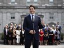 Le premier ministre Justin Trudeau après un remaniement ministériel à Rideau Hall, à Ottawa.
