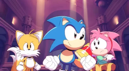 Sonic, Amy, and Tails in Trio of Trouble.