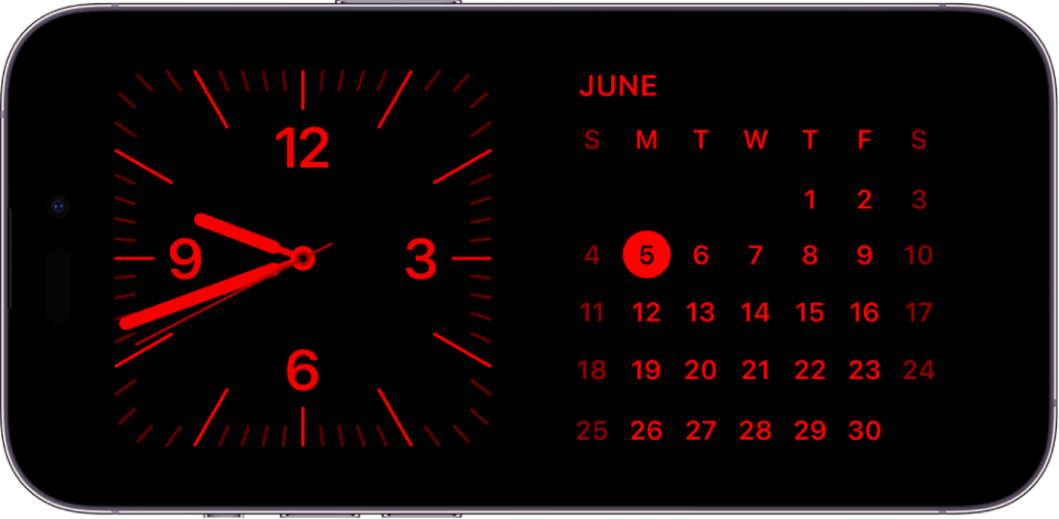 Une horloge en mode StandBy d'Apple.