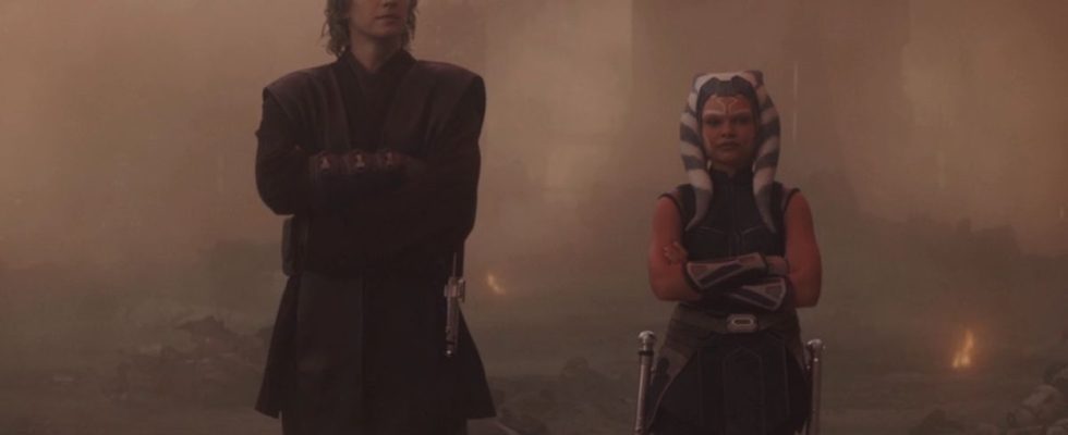 Anakin and Ahsoka in Siege of Mandalore flashback from Ahsoka series