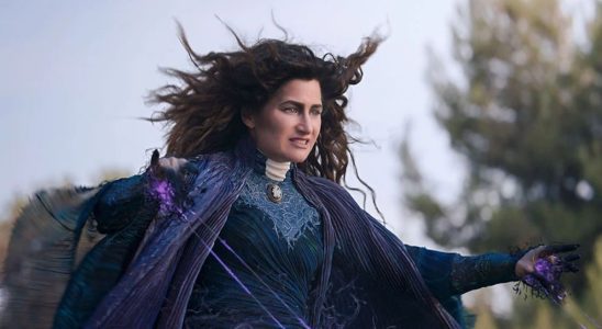 Kathryn Hahn as Agatha Harkness in costume in WandaVision