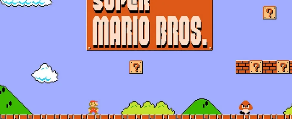 The title screen for the original Super Mario Bros.