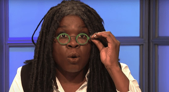 Leslie Jones playing Whoopi Goldberg in a Saturday Night Live skit