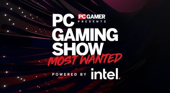 PC Gaming Show: Most Wanted logo powered by Intel set against a textured red and black background