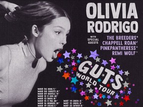 Affiche de la tournée Guts d'Olivia Rodrigo.