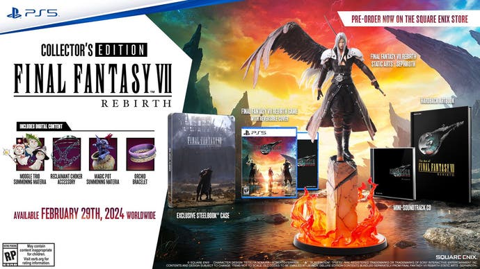 Détails de l'édition collector de Final Fantasy 7 Rebirth avec la statue de Sephiroth