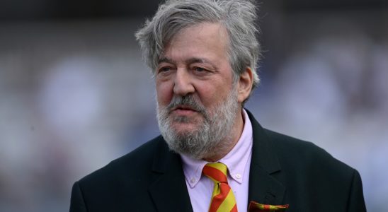 LONDON, ENGLAND - JUNE 03: President of MCC Stephen Fry during day three of the LV= Insurance Test Match between England and Ireland at Lord's Cricket Ground on June 03, 2023 in London, England. (Photo by Gareth Copley/Getty Images)