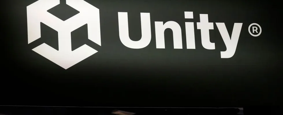 Unity logo on a TV screen.