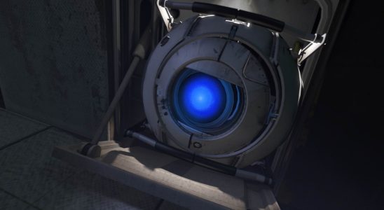 A close-up of Wheatley from Portal 2.