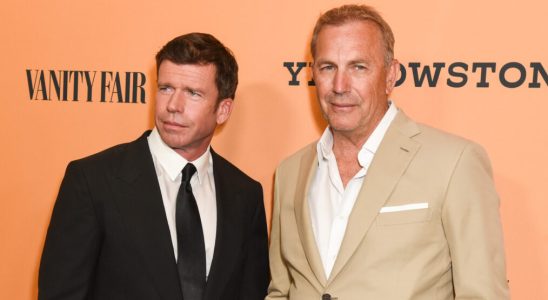Taylor Sheridan and Kevin Costner attend the premiere of