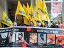 Manifestation devant le consulat indien à Vancouver appelant à un État sikh indépendant en Inde appelé Kalistan, le 24 juin 2023.