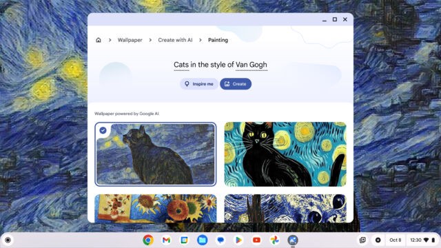 Google développe des fonds d'écran génératifs d'IA pour les ordinateurs portables Chromebook Plus.