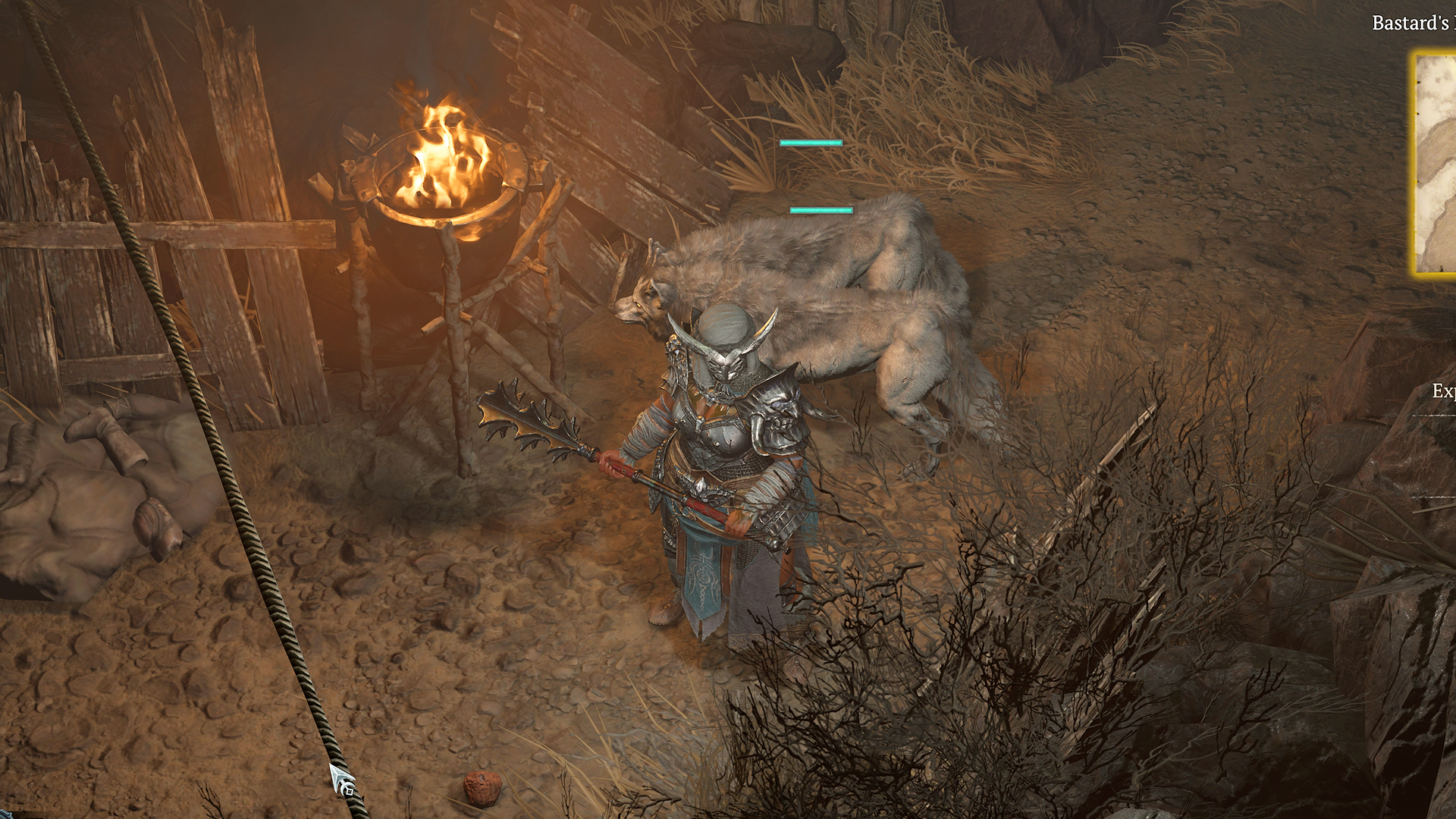 Diablo 4 Druide debout avec des loups