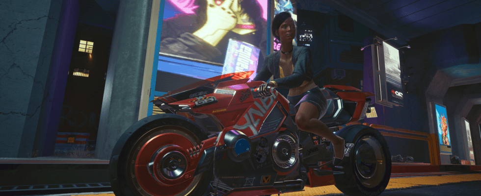 Cyberpunk 2077 V riding motorbike