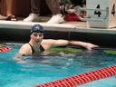 Lia Thomas, nageuse de l'Université de Pennsylvanie, regarde après avoir remporté le 200 yards nage libre lors des championnats féminins de natation et de plongée de l'Ivy League 2022 à Blodgett Pool le 18 février 2022 à Cambridge, Massachusetts. 