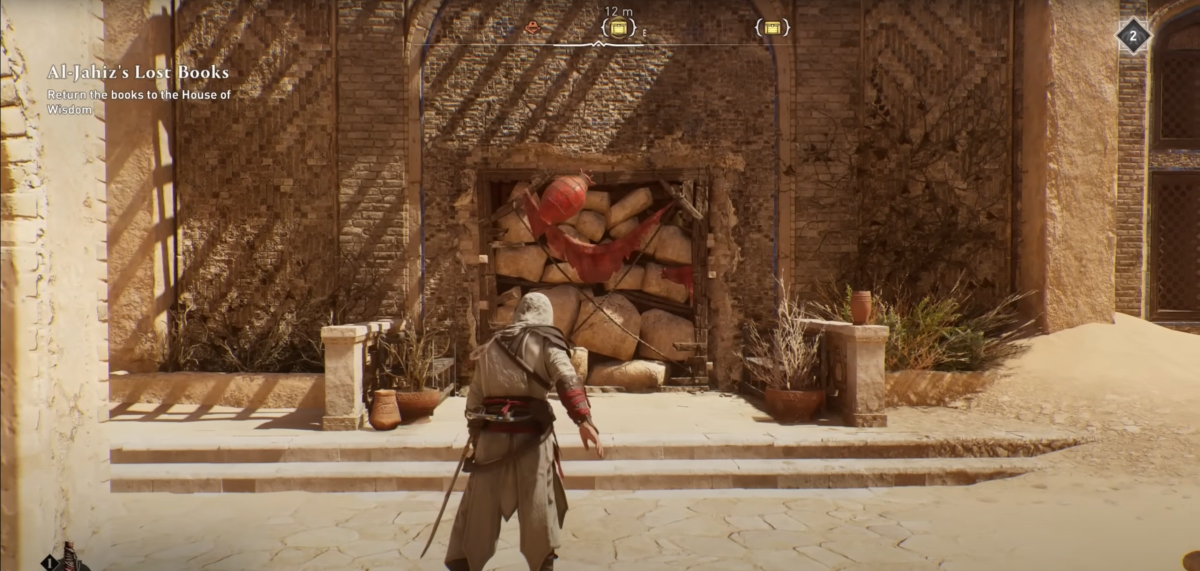 Image d'Assassin's Creed Mirage montrant une porte bloquée.