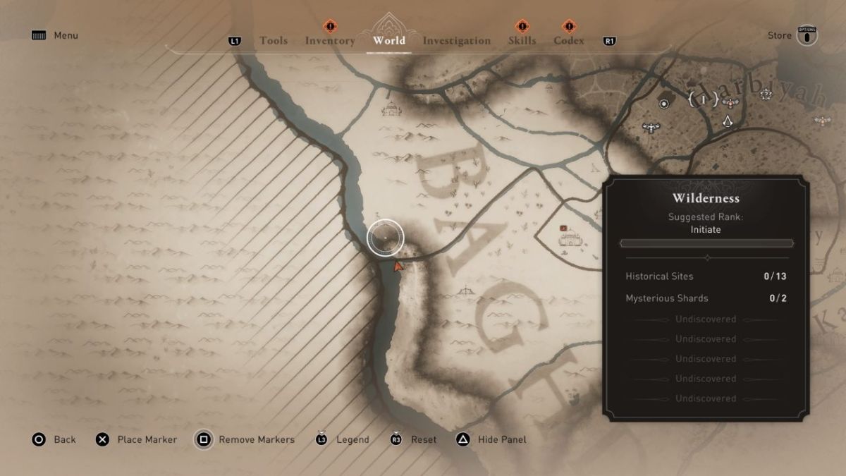 Une carte d'Assassin's Creed Mirage indiquant où trouver la solution au "Puzzle Enigme laissé pour compte" dans le jeu, dans le cadre d'un article expliquant comment le résoudre.