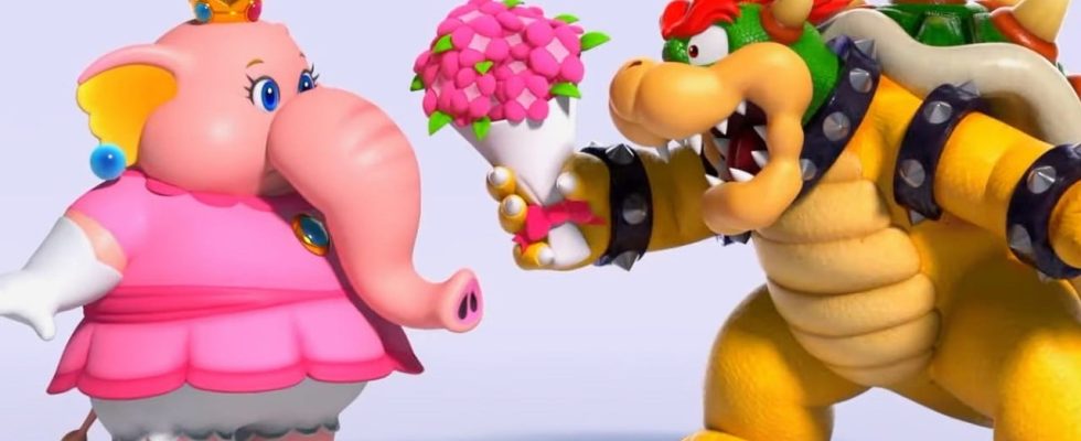 Aléatoire : Bowser essaie de courtiser Elephant Peach dans Super Mario Bros. Wonder Ad