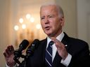 Le président américain Joe Biden s'exprime sur les attaques terroristes du Hamas en Israël, à la Maison Blanche, le 10 octobre 2023.