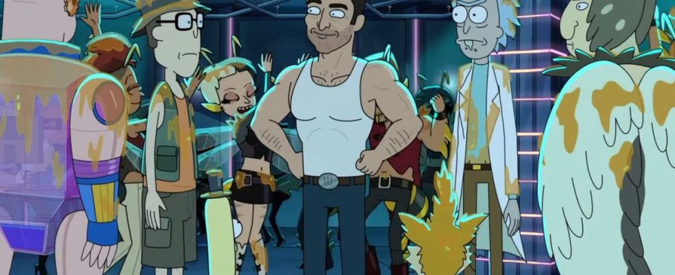 Hugh Jackman out with the guys in Rick and Morty Season 7 premiere