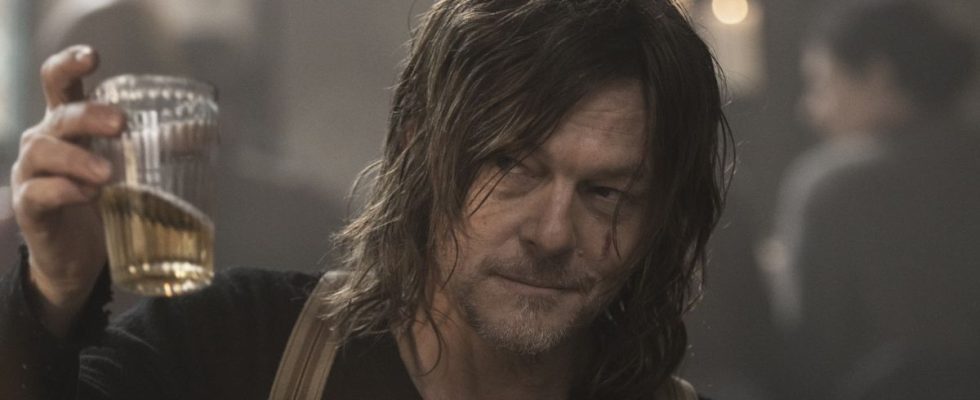 Daryl drinking a beer in The Walking Dead: Daryl Dixon
