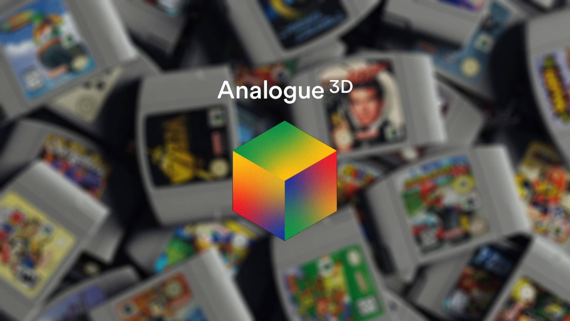 Logo 3D analogique avec cartouches N64 en fond