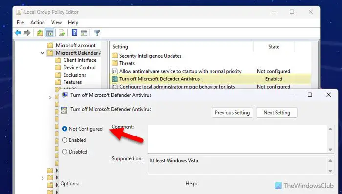 Impossible de se connecter à Microsoft Defender sous Windows 11