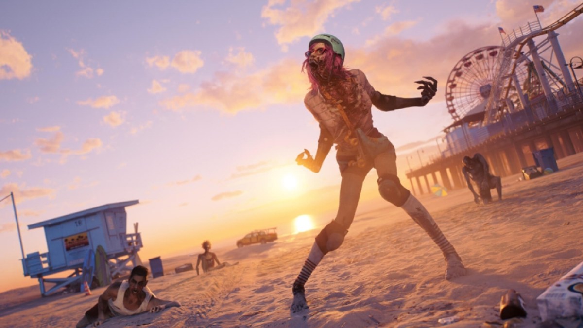 Dans l'image de Dead Island 2 montrant un zombie sur la plage.