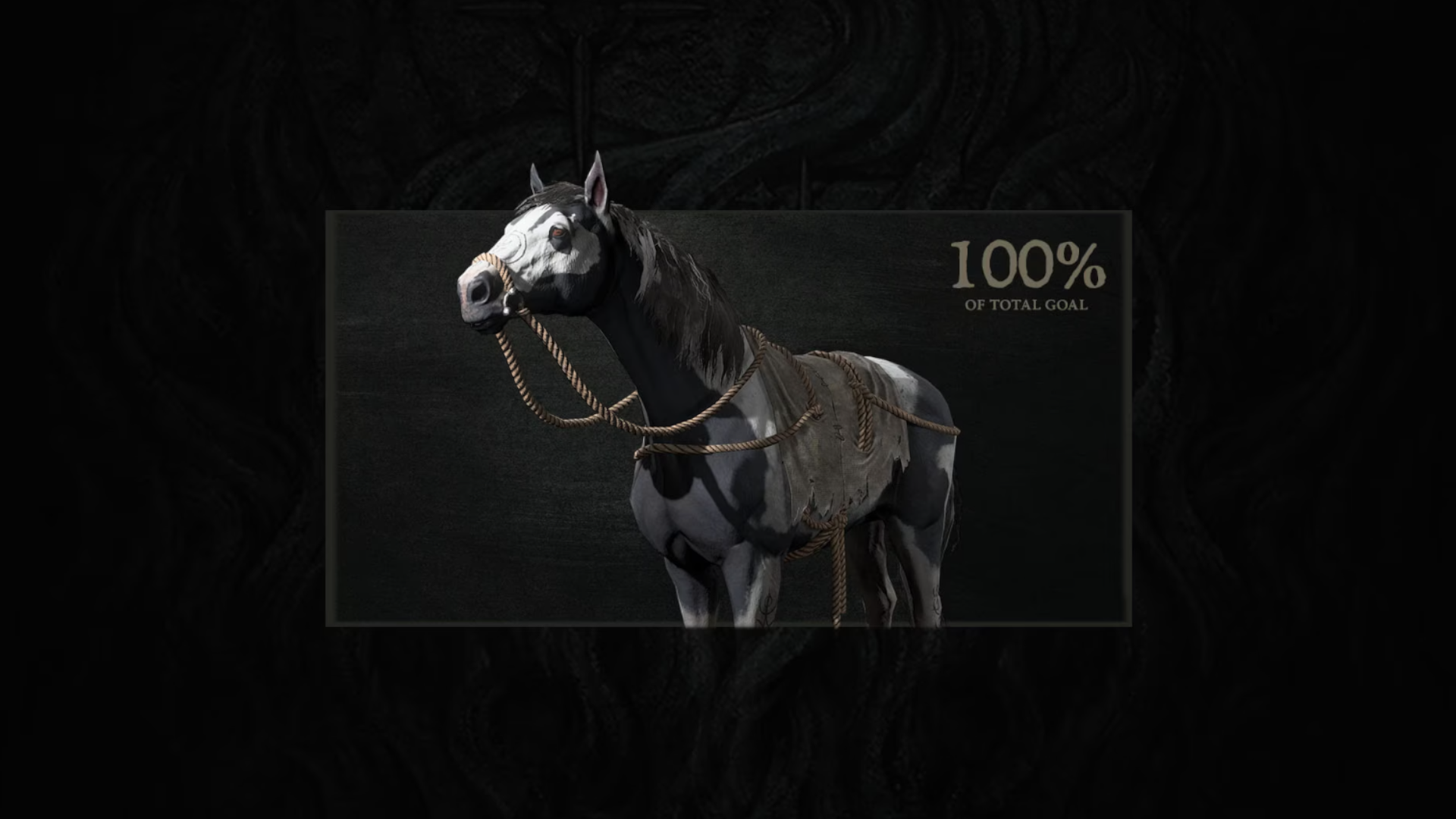 Une image d'un cheval aux yeux rouges de Diablo 4, une récompense pour avoir atteint 100 % d'un objectif de don lors de la récente collecte de sang du jeu.