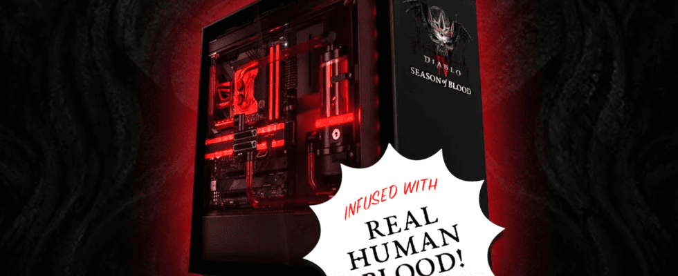 A "blood-infused" PC, a reward for a reaching 100% donation goal in the game
