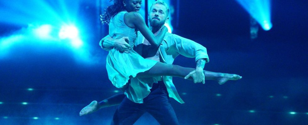 Charity Lawson and Artem Chigvintsev dancing contemporary on Dancing with the Stars