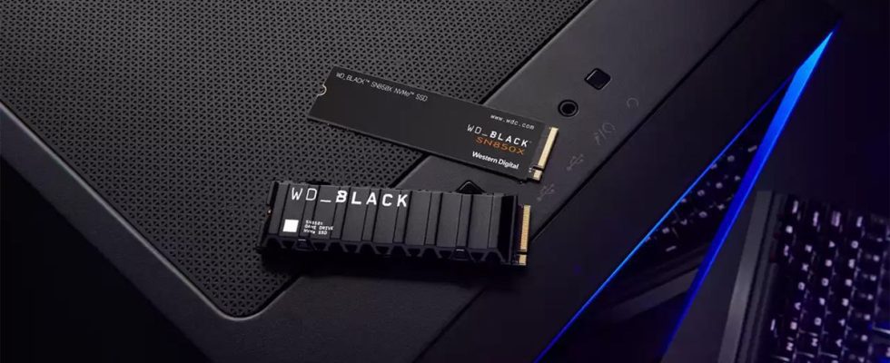 WD Black SN850X SSD on a gaming PC case.