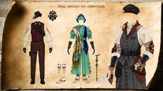 Équipement FFXIV Dawntrail – Trois nouveaux ensembles d'équipement dans la prochaine extension de Final Fantasy 14, prévue pour l'été 2024.