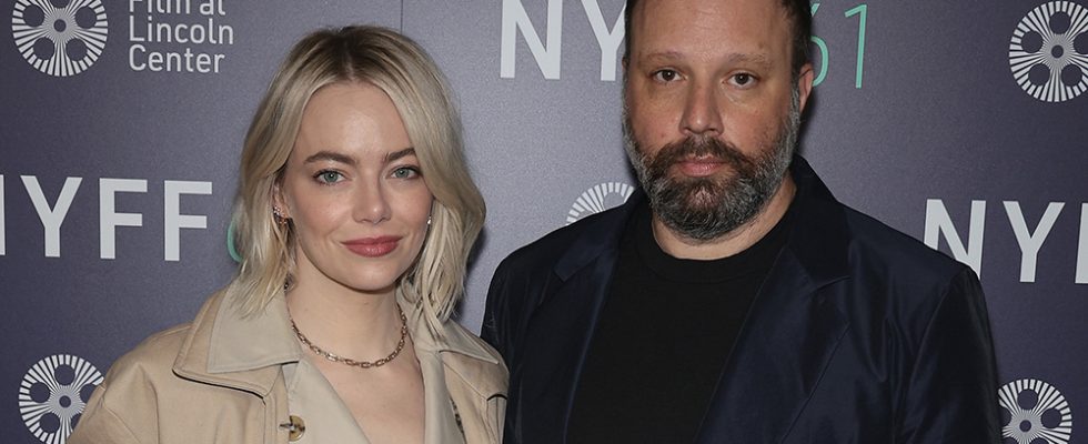 NEW YORK, NEW YORK - OCTOBER 04: Emma Stone and Director Yorgos Lanthimos attend  "Bleat" during the 61st New York Film Festival at Alice Tully Hall, Lincoln Center on October 04, 2023 in New York City. (Photo by Dimitrios Kambouris/Getty Images for FLC)